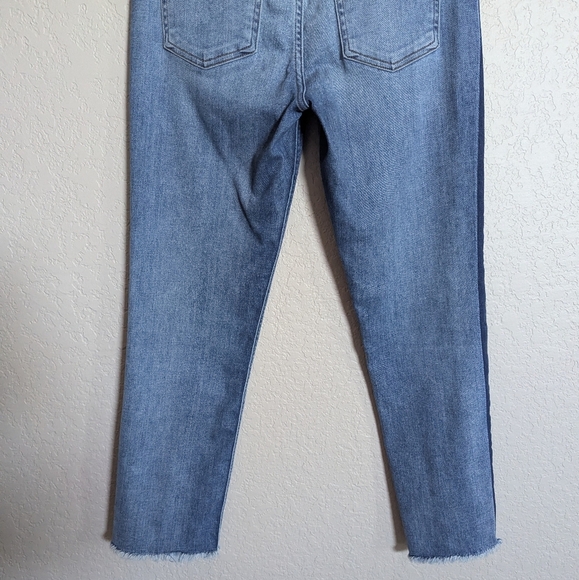 Jen7 by 7 for All Mankind Women's Size 4 Blue Cropped Straight Fringe Hem Jeans - Picture 9 of 14